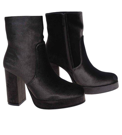 Welurowe zielone botki damskie na platformie /i5-3 H2 18392 G284/