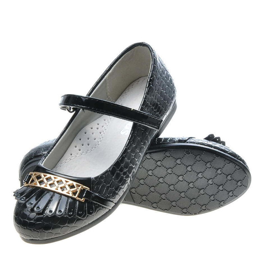 Czarne dziecięce balerinki z paseczkiem /D7-3 4698 S076/