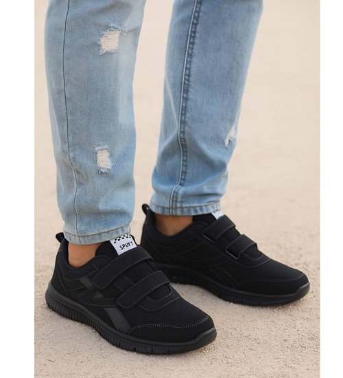 Męskie czarne buty sportowe na rzepy /D6-2 16682 T384/