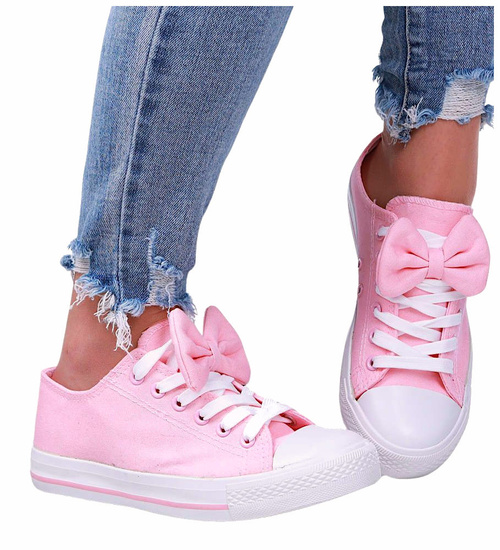 Różowe dziewczęce trampki z kokardą /B7-2 16784 T13-5/