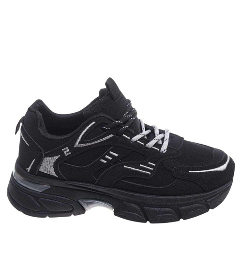 Czarne buty sportowe sneakersy na grubej podeszwie /E7-1 18829 W391/