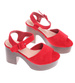 Czerwone damskie sandały na platformie /G6-3 13105 T192/