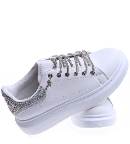 Białe wiosenne trampki damskie na platformie /A6-3 14622 T640/