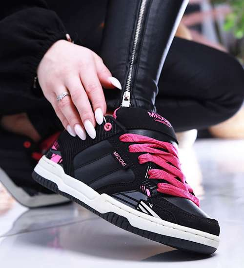 Czarno różowe damskie buty sportowe /F2-2 13855 S108/