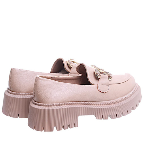 Damskie półbuty na platformie Beżowe /D8-1 15487 T336/