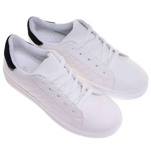 Białe buty trampki damskie na niskiej platformie /A6-2 18659 T2/