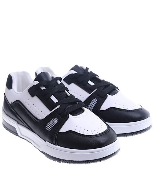Czarno białe damskie buty sportowe /G5-2 14006 S372/
