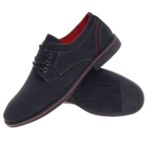 Półbuty czarne sznurowane pantofle /B5-2 18832 T330/