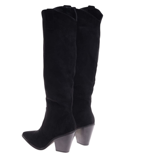 Czarne ocieplane kozaki damskie kowbojki /D8-1 18432 T585/