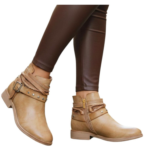 Żółte damskie botki z wyciętą cholewką /C1-3 18513 T198/