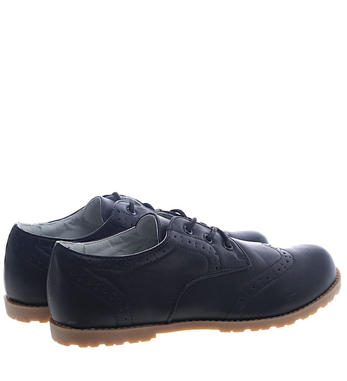 Sznurowane czarne półbuty chłopięce /G7-1 13355 T077/