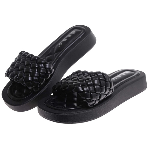 Klapki damskie czarne na platformie /D6-2 17783 T191/