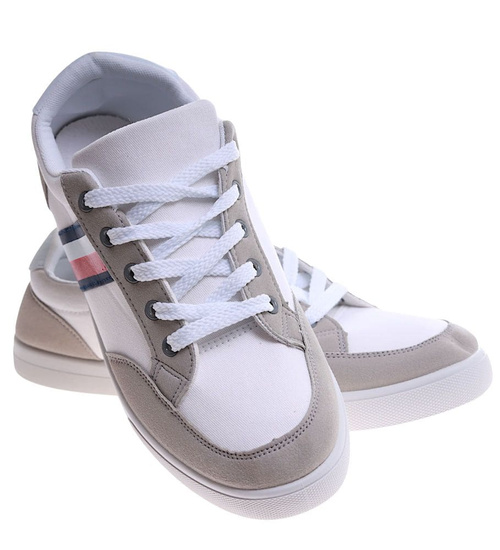 Białe sznurowane trampki męskie /D1-3 16688 T236/