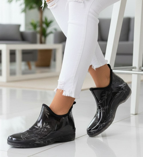 Damskie kalosze z krótką cholewką czarne /F3--1 12490 T396/