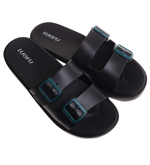 Klapki męskie czarno zielone wodoodporne na plażę /C2-1 17856  T008/