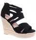 Czarne sandały espadryle na koturnie i platformie /E3-1 4768 G231/