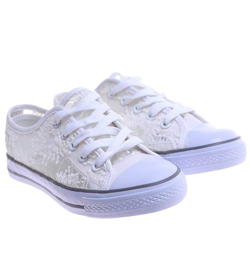 Ażurowe białe trampki dziewczęce /F7-2 17559 T141/