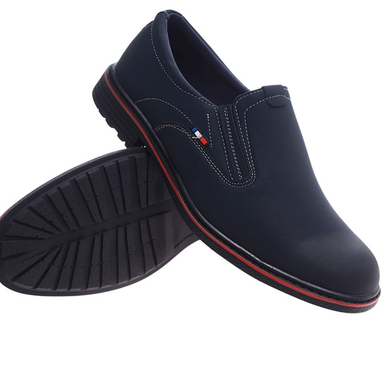 Wsuwane męskie półbuty granatowe pantofle /D8-2 14663 T496/
