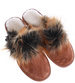 Skórzane ocieplane kapcie damskie Brązowe /G1-1 15447 S198/