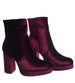 Welurowe botki damskie na platformie Wine /J6-3 H2 18393 G284/
