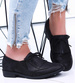 Wsuwane czarne półbuty loafersy damskie /B4-3 15753 T223/