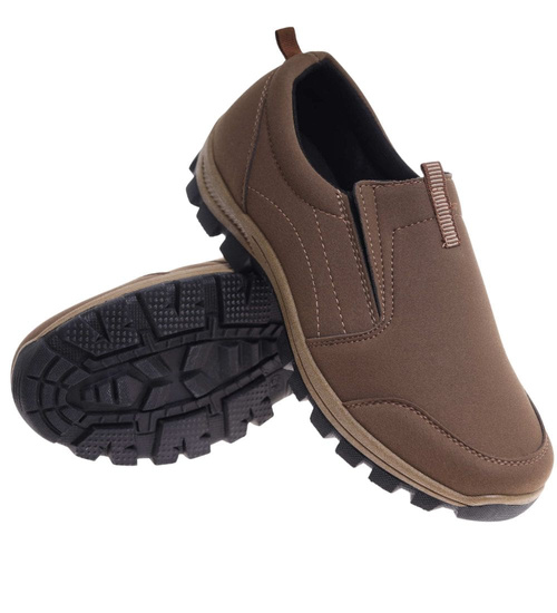 Wsuwane brązowe męskie buty sportowe /A8-3 18202 T386/
