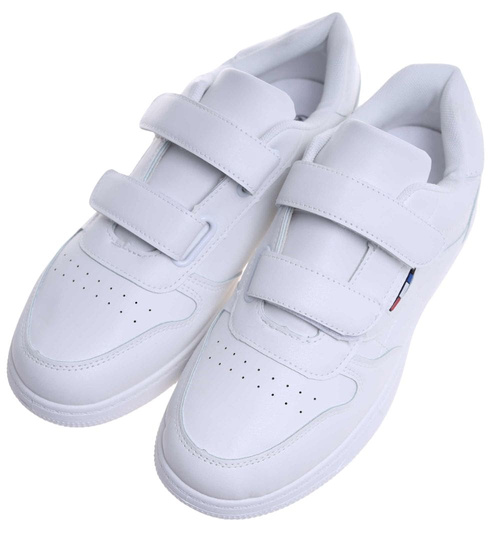 Wygodne białe trampki męskie na rzepy /F3-2 18139 T381/