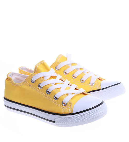 Żółte sznurowane dziewczęce trampki /B6-2 14937 T039/
