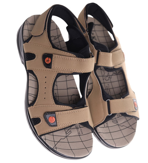 Beżowe męskie sandały na rzep ost469