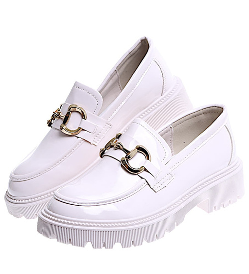 Wiosenne beżowe mokasyny damskie /A7-3 15446 T479/