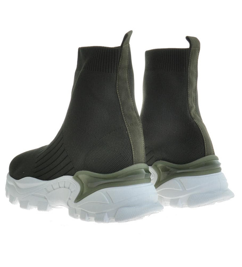 Designerskie botki damskie Zielone /D7-2 10222 S396/