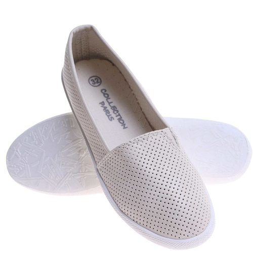 Beżowe ażurowe baleriny dziewczęce /E8-2 17631 121/