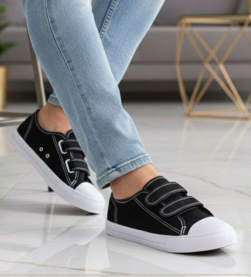 Czarne tenisówki chłopięce na rzepy buty do szkoły /E5-1 18101 T189/