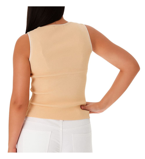 Beżowa koszulka damska bezrękawnik /H2 K42 ub975 S)0/