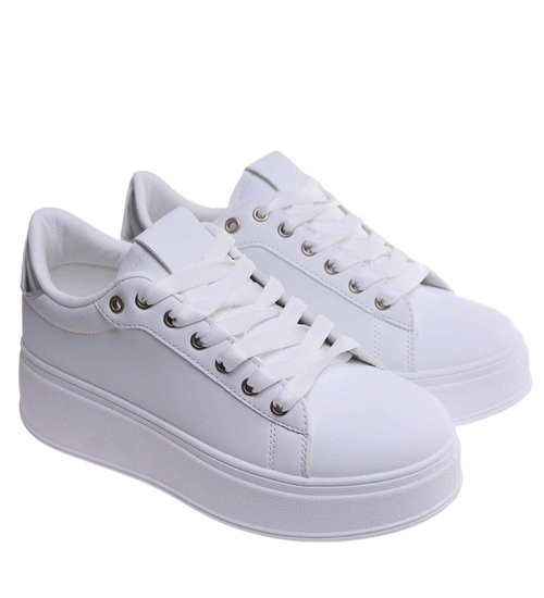 Białe damskie trampki na platformie /A10-2 18093 T288/