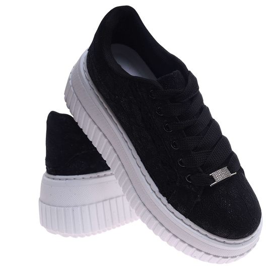 Czarne koronkowe trampki na platformie Seastar /G4-2 17409 S499/