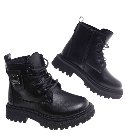 Dziewczęce sznurowane botki trapery ocieplane /B5-3 18461 T294/