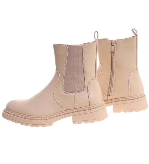 Zimowe beżowe botki damskie /B6-2 18498 T238/