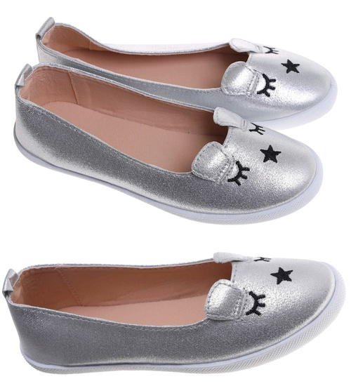 Baleriny dziewczęce Srebrne buty dla dziecka /G11-1 17763 T100/
