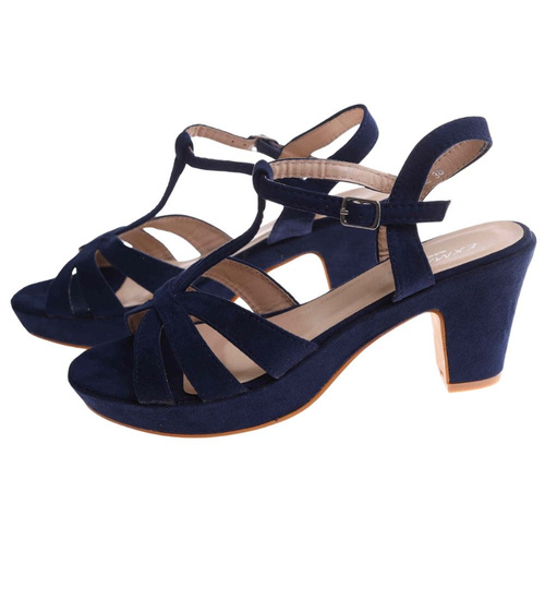 Sandały damskie na platformie Granatowe /H2 D8-2 17844 G185/