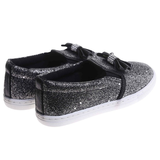 Tenisówki dziewczęce Wsuwane czarne trampki /A7-2 17853 T111/