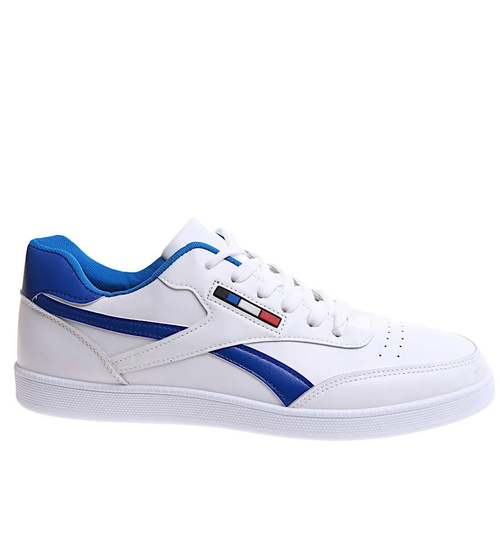 Sznurowane biało niebieskie trampki męskie /F4-2 17169 T323/