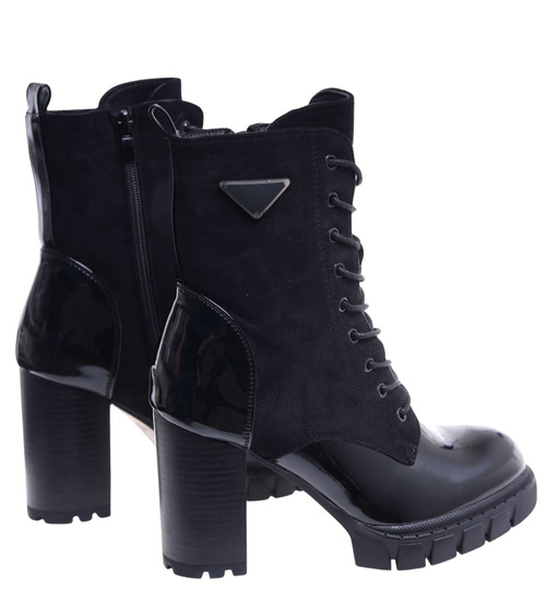 Czarne botki na obcasie /B1-1 +H2 18329 W305/