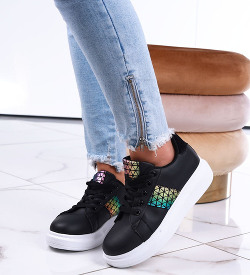 Czarne sznurowane trampki creepersy /D2-2 13226 S295/