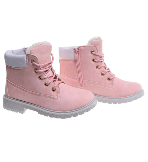 Różowe dziewczęce trapery z futerkiem /A4-3 16995 T295/