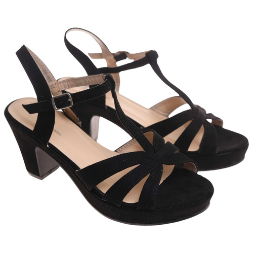 Sandały damskie Czarne sandały na platformie /B4-3 H2 17843 G185/