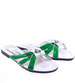 Klapki damskie na płaskim obcasie biało zielone /H2 14343 T005/