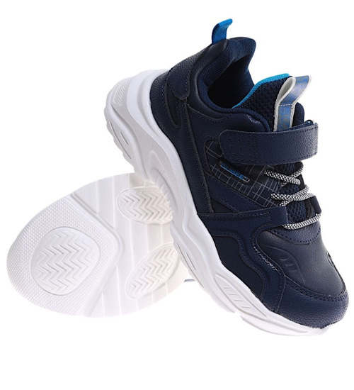 Uniwersalne dziecięce granatowe buty sportowe na rzepy /A2-1 16832 T289/