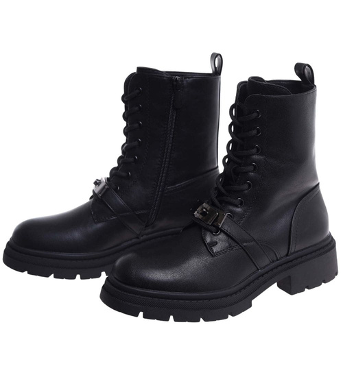 Czarne ocieplane botki trapery /K3-3 18532 W384/