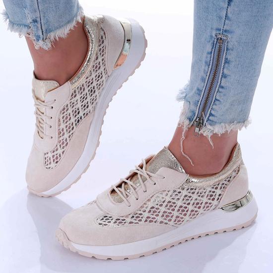 Ażurowe beżowe buty sportowe Seastar /A9-2 17350 S587/